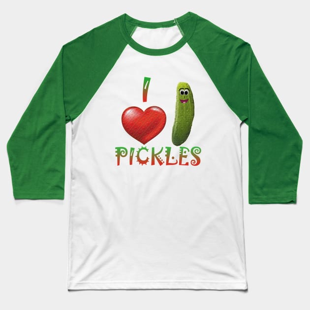 Funny T-shirt Design I love Pickles Gift Idea Baseball T-Shirt by werdanepo